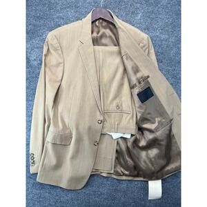 PRADA Milano 2-Piece Suit Set Blazer & Pants Mens 54R Beige Virgin Wool Career